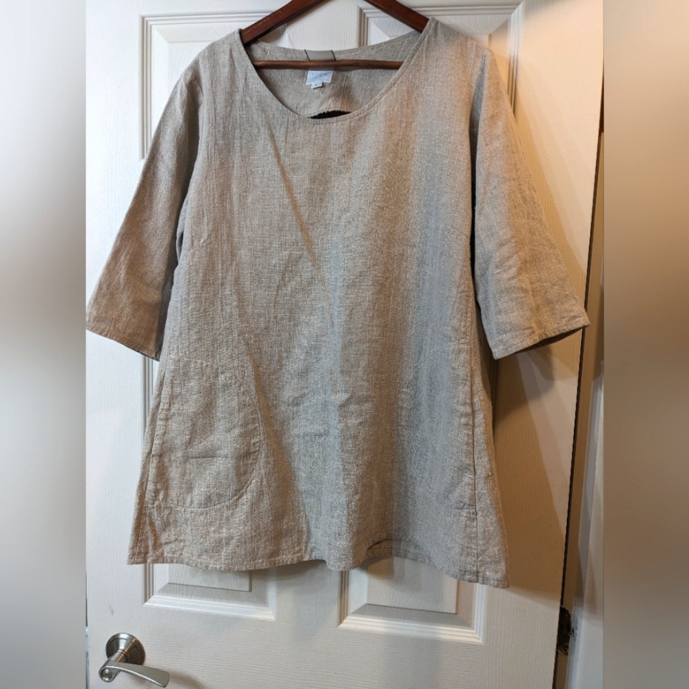 Ratatouille Design Repurposed French Linen Tunic Sz L